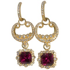 Versatile Rhodolite Diamond Gold Earrings