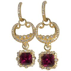 Versatile Rhodolite Diamond Gold Earrings 6