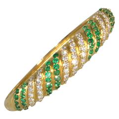 Emerald Diamond Gold bangle bracelet