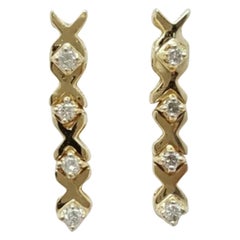 Longues boucles d'oreilles pendantes de Noël en or massif 14 carats avec diamants naturels