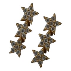 Orecchini a perno con tre stelle scintillanti in oro massiccio 14k Gioielli a forma di stella.