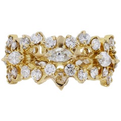 Natürlicher runder Brillant und Marquise Diamant 18 Karat Eternity Band Auf Lager