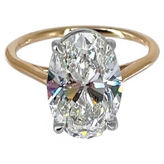 J. Birnbach Anillo de compromiso de oro rosa con diamante ovalado solitario de 3,72 ct GIA ESI1