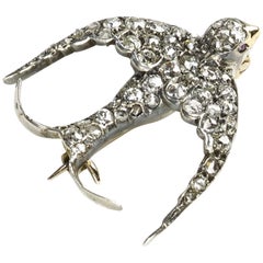 Antique Diamond Swallow Brooch