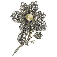 Diamond Silver Gold en-tremblant flower brooch 2
