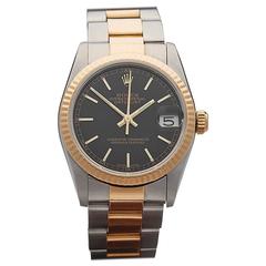 Retro Rolex Yellow Gold Datejust Mid Size Automatic Wristwatch