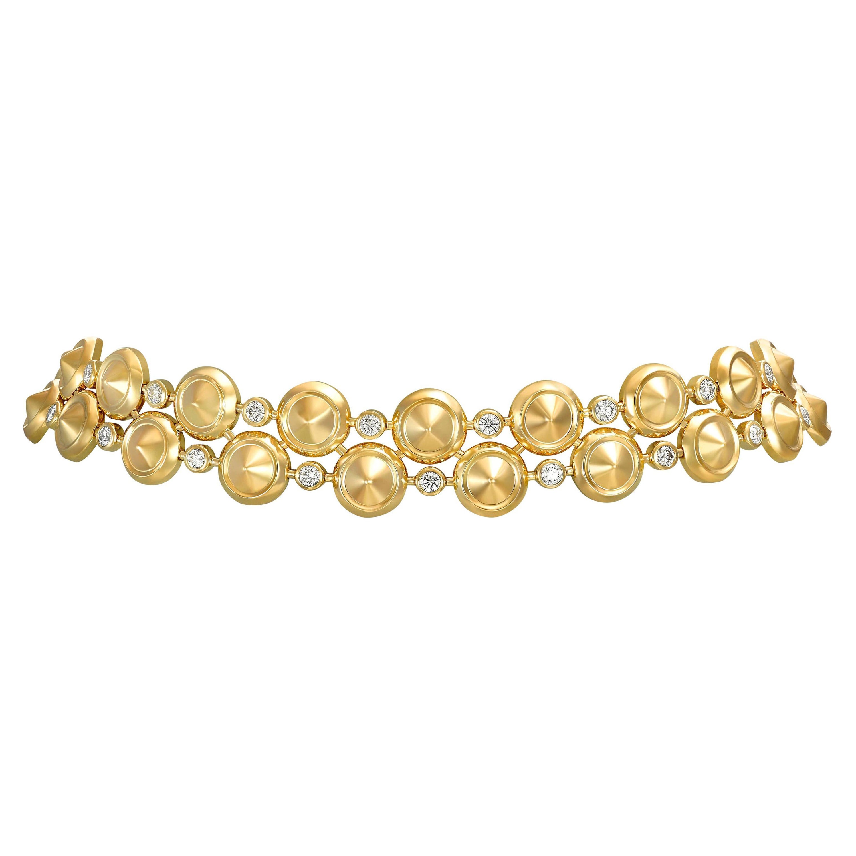18 Karat Yellow Gold and White Diamonds Choker Necklace