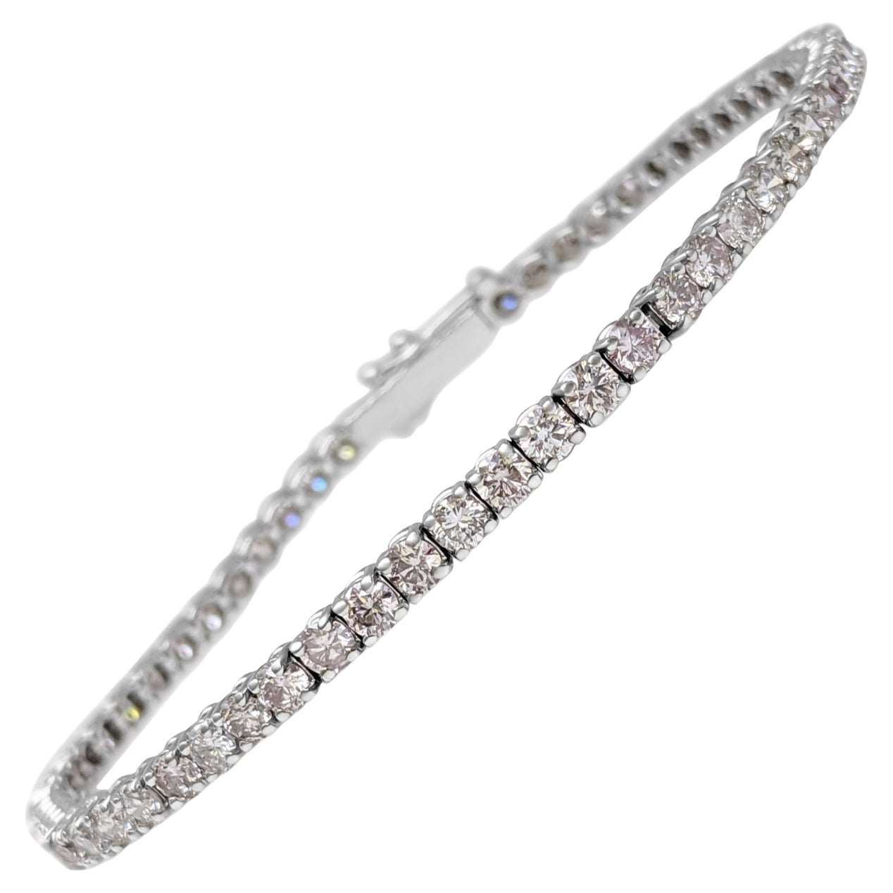 NESSUNA RISERVA! - Bracciale Tennis in oro bianco 14K con diamanti rosa da 4.70 carati in vendita