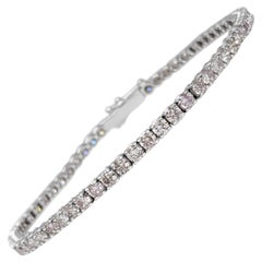 Bracelet tennis en or blanc 14 carats avec diamants roses de 4,70 carats