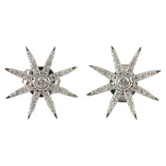 14K Weißgold Starburst-Ohrstecker Natürlicher Diamant Luxusschmuck Moms Gift.