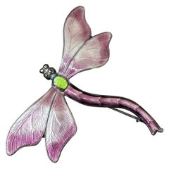 Art Deco Enamel Dragonfly Insect Moth Brooch Pin JA & S Sterling Silver 1938