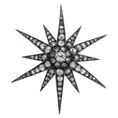 Colgante/Broche Estrella Rosa Diamante Antiguo