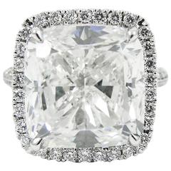 Sparkling 9.01 Carat GIA Cushion Diamond Pave Frame Ring 1