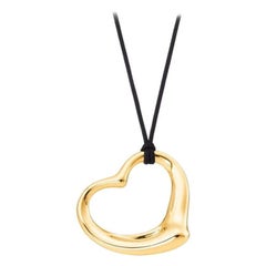 TIFFANY & Co. Elsa Peretti 18K Gold 36mm Open Heart Pendant Necklace
