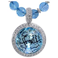Alex Soldier Blue Topaz Diamonds Gold Symbolica Limited Edition Pendant Necklace