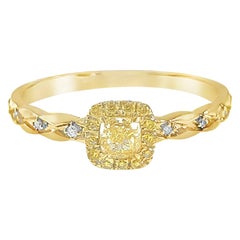 18K Yellow Gold Fancy Yellow Diamond Minimalist design Engagement Ring
