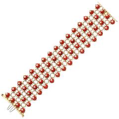 Mediterranean Coral Diamond Gold Bracelet