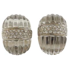 Maz Gold Rock Crystal Diamond Earrings 4