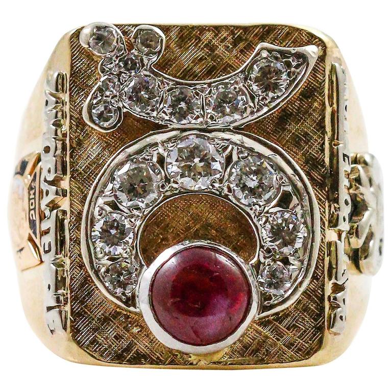 Diamond Ruby Gold and Masonic Shriner's Past Potentate Ring at 1stDibs |  past potentate jewel for sale, shriner rings, diamond potante
