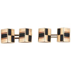 Art Deco Austrian enamel gold cube cufflinks 