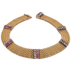 Antique Edwardian Austrian diamond ruby gold bracelet 10