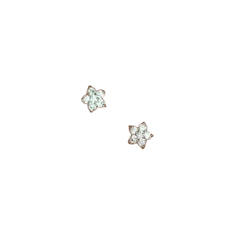 14K Solid Gold Diamond Five Pointed Star Earrings Women Simple Fine Jewelry Gift For Sale