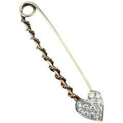 1950s  Diamond Gold Heart Pin Pendant