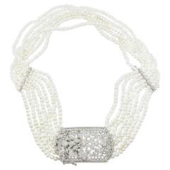 Pearl Diamond Gold Choker Necklace