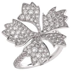 French Diamond Gold Flower Ring 2