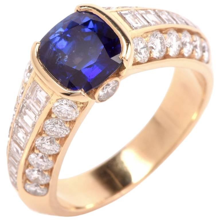 1980s French Sapphire Gold Ring