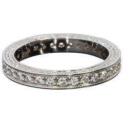 Precision Set 3 Sided Bead Set Diamond Gold Eternity Wedding Band Ring