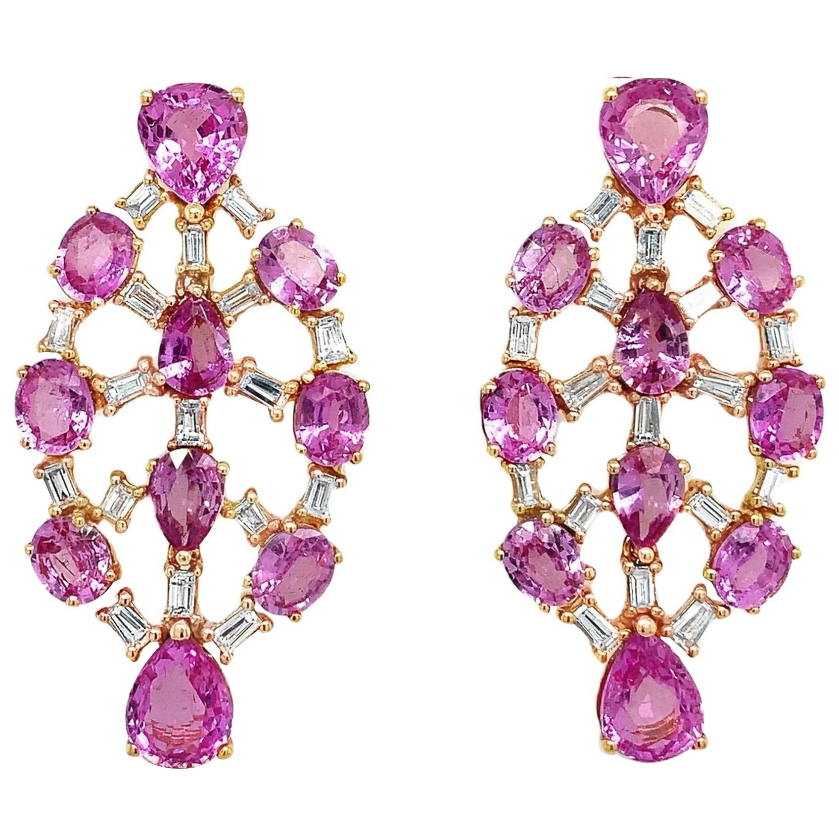 Ruchi New York Pink Sapphire and Diamond Earrings