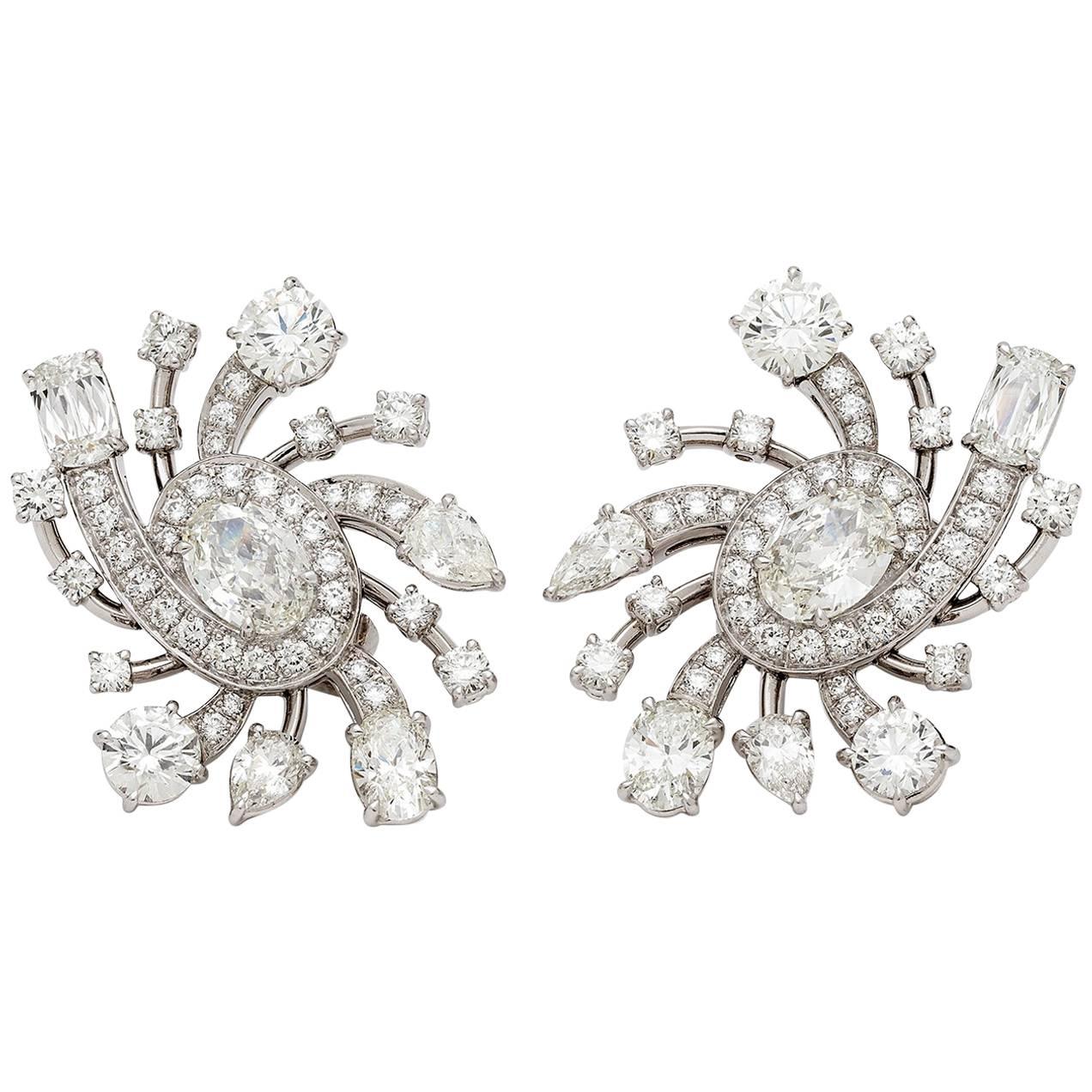 GIA Certified Diamond Platinum Galaxy Earrings For Sale