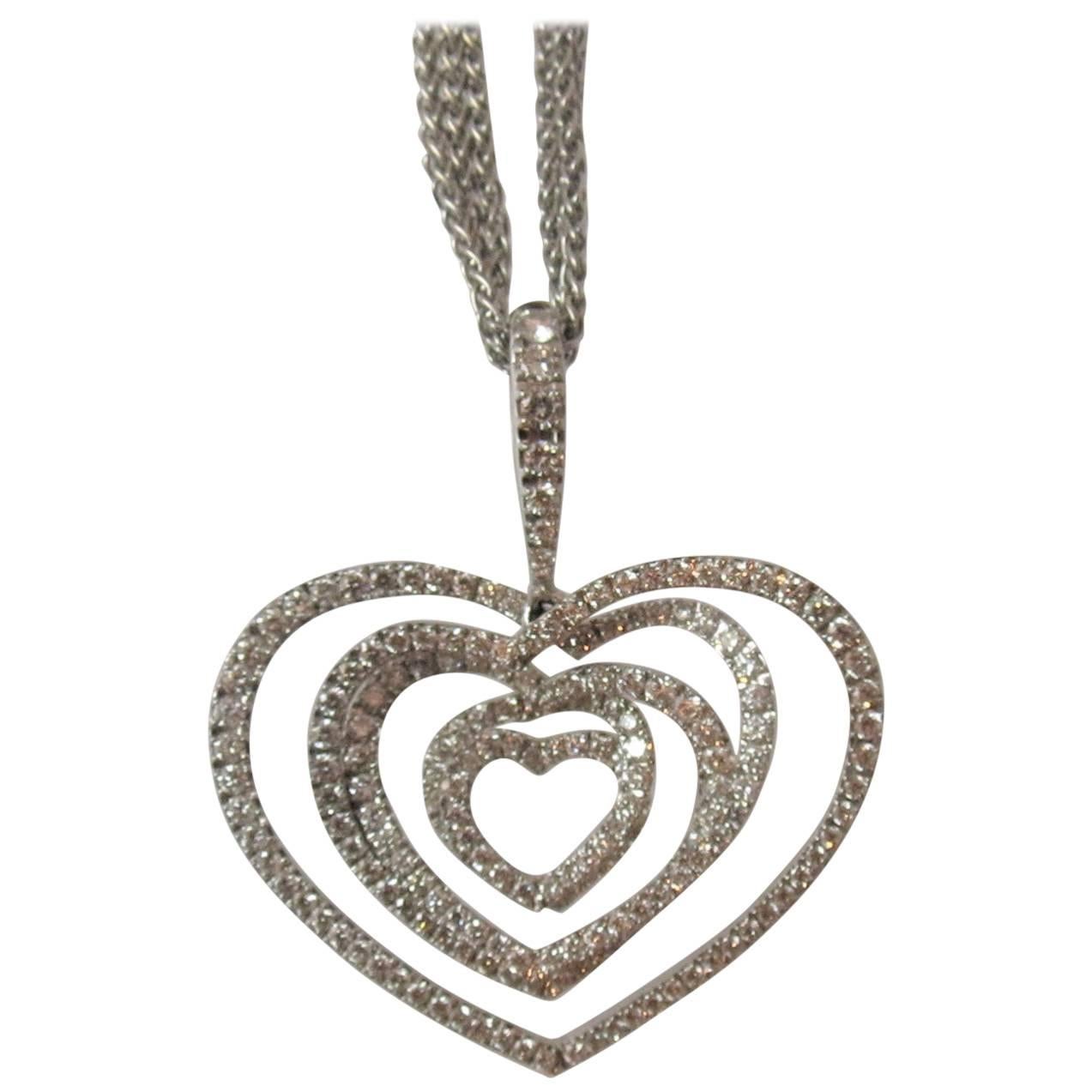 Stenzhorn Multi Heart Diamond gold Pendant For Sale