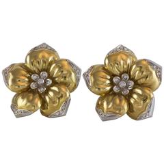 Wempe Diamond Pearl Gold Flower Earrings 10