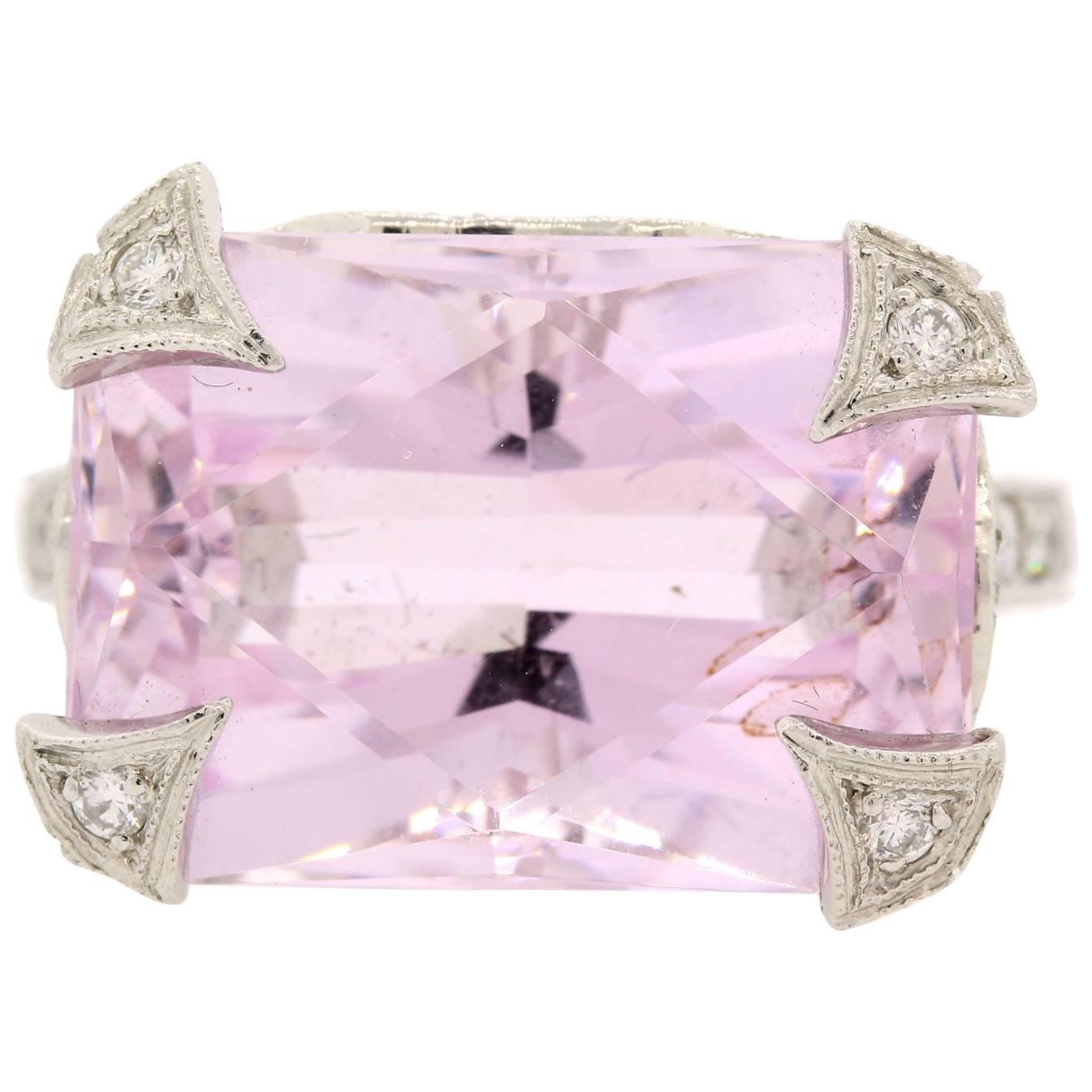 Cathy Waterman Kunzite  Diamond Platinum Ring