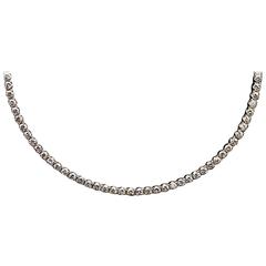 14 Karat Yellow Gold 5 Carats Round Diamond Prong Set Riviera Tennis Necklace