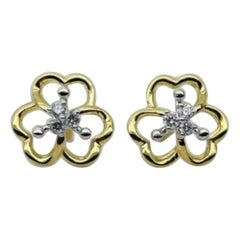 14k Massivgold Blumenohrring Diamant-Ohrstecker-Ohrstecker Dainty Diamant-Gold-Ohrringe.