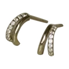 Pendientes creativos europeos de oro macizo de 14 quilates Pendientes clásicos de diamantes para mujer