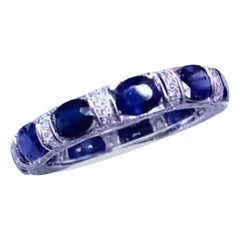 AIG Certified 3.80 Ct Zafiros de Ceilán Diamantes Anillo de Oro de 18k