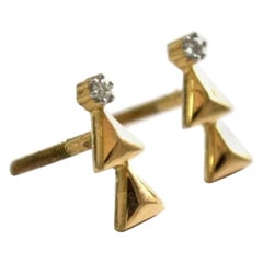 Pendientes creativos europeos de oro macizo de 14 quilates Pendientes clásicos de diamantes para mujer