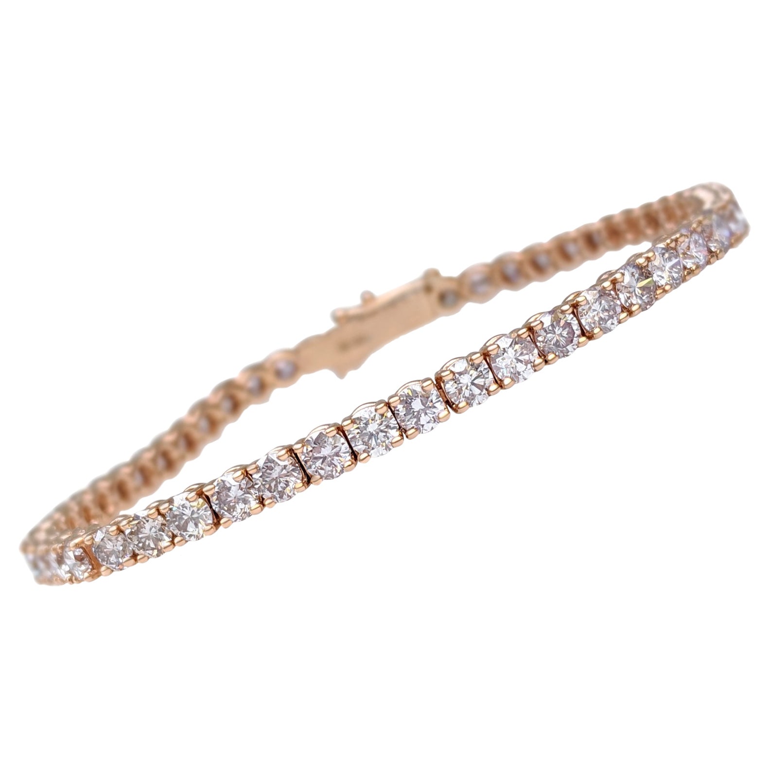 7.23Ct Pink Diamonds Tennis 14K Rose Gold Bracelet