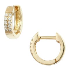 Pendientes de aro de diamantes para mujer Pendientes de oro macizo de 14 quilates hechos a mano Regalo