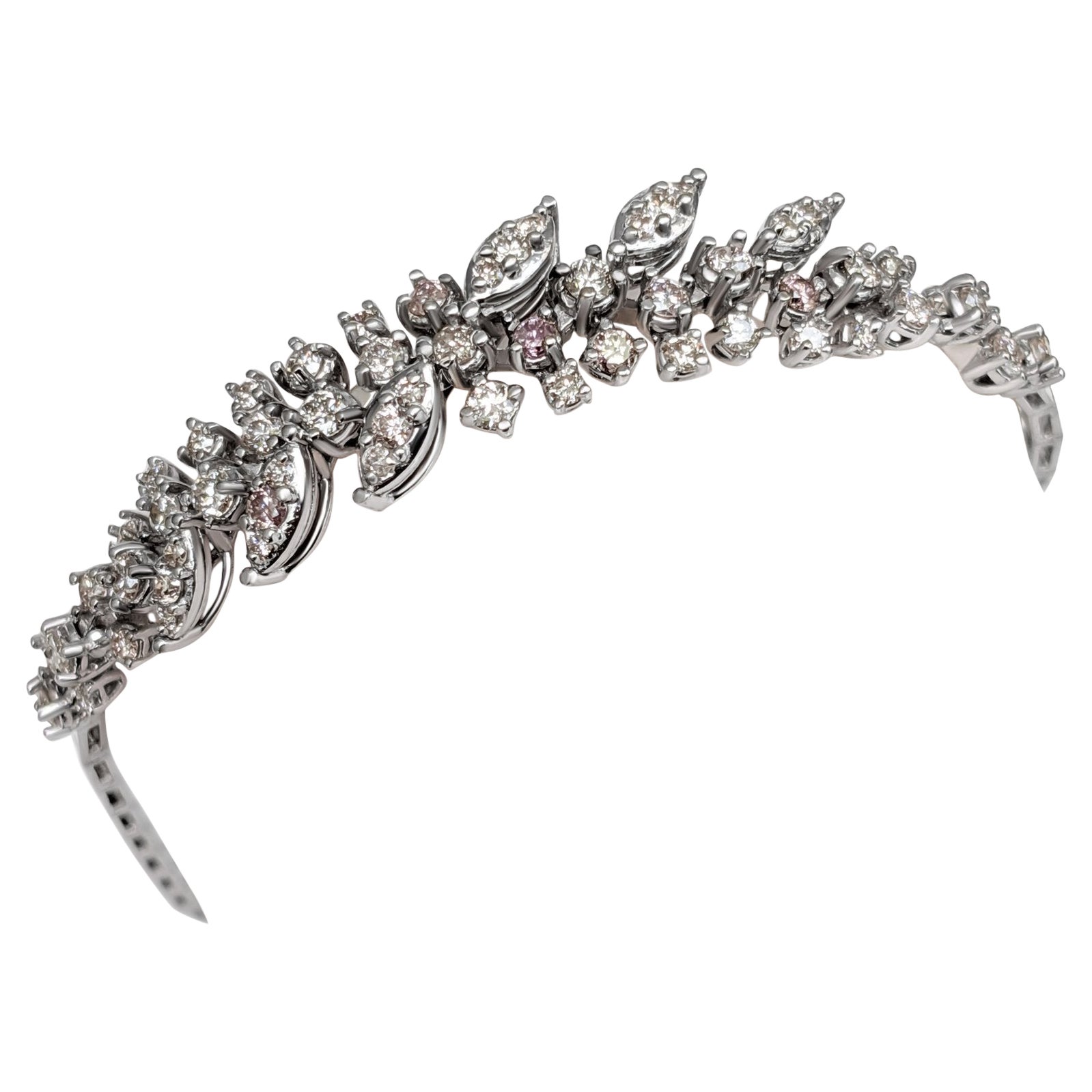 NESSUNA RISERVA! - Bracciale Tennis in oro bianco 14K con diamanti rosa da 1,50 carati