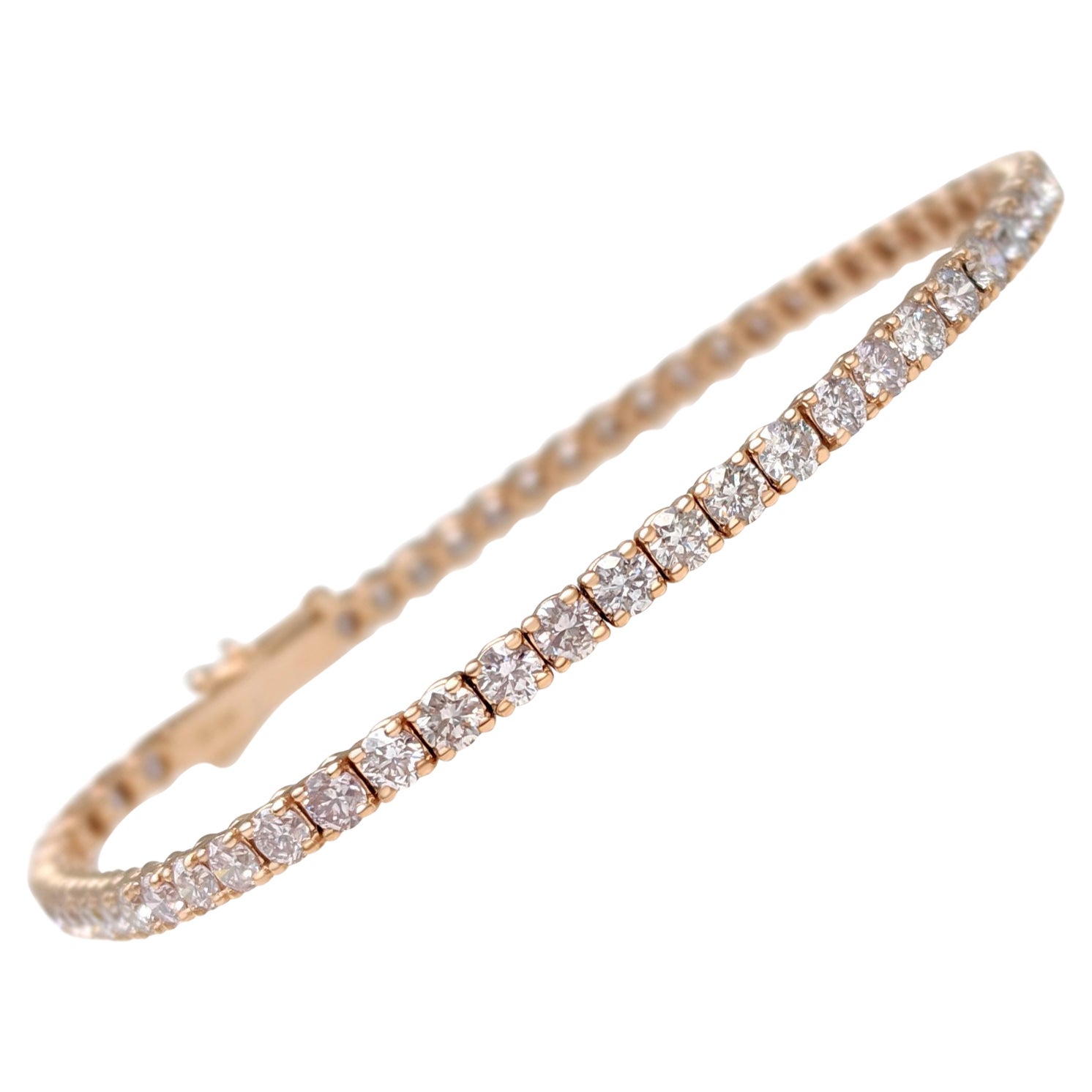 NESSUNA RISERVA! - Bracciale Tennis in oro rosa 14K con diamanti rosa da 4,25 carati
