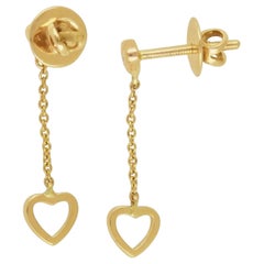 Zierliche Herz Form Drop&Dangle Ohrringe 14k Massiv Gold Bezel Set Diamantschmuck