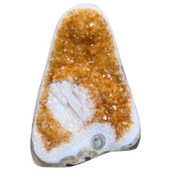 Preminum Citrine Geode from Uruguay with Calcite