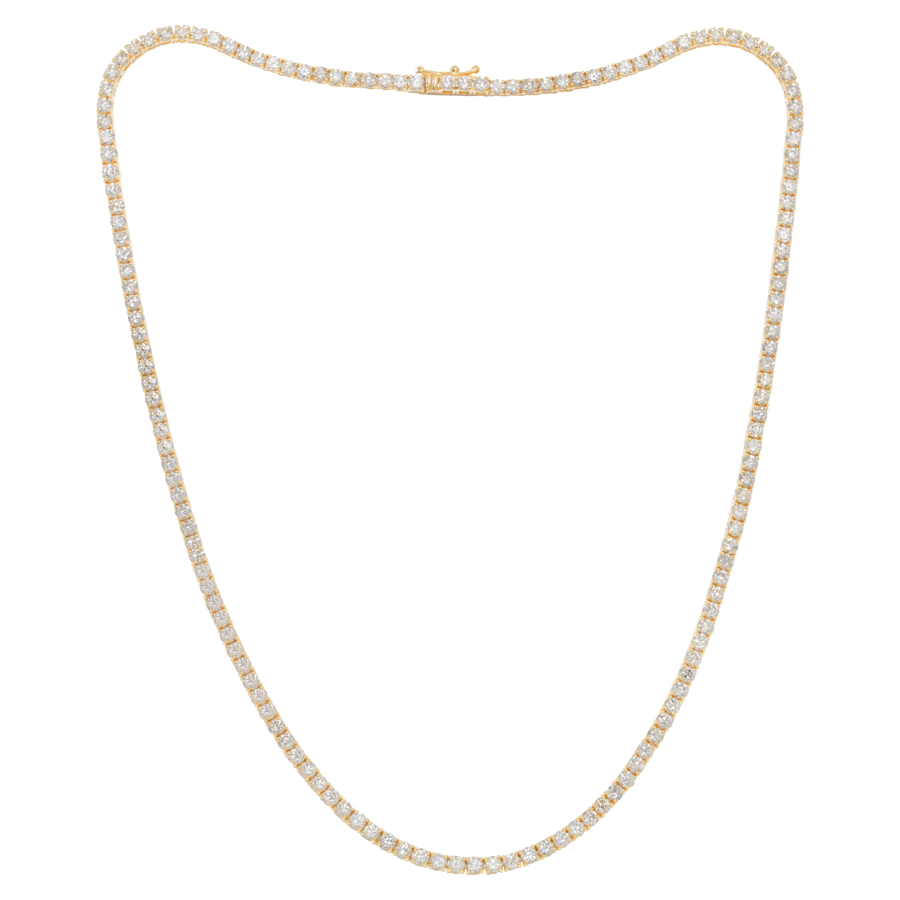 Diana M 14Kt Gelbgold 6,00 Karat Diamant-Tennis-Halskette im Angebot