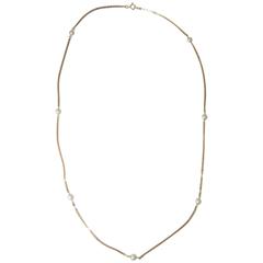 Retro Tiffany & Co. Yellow Gold Neck Chain with 7 Cultured Pearls 