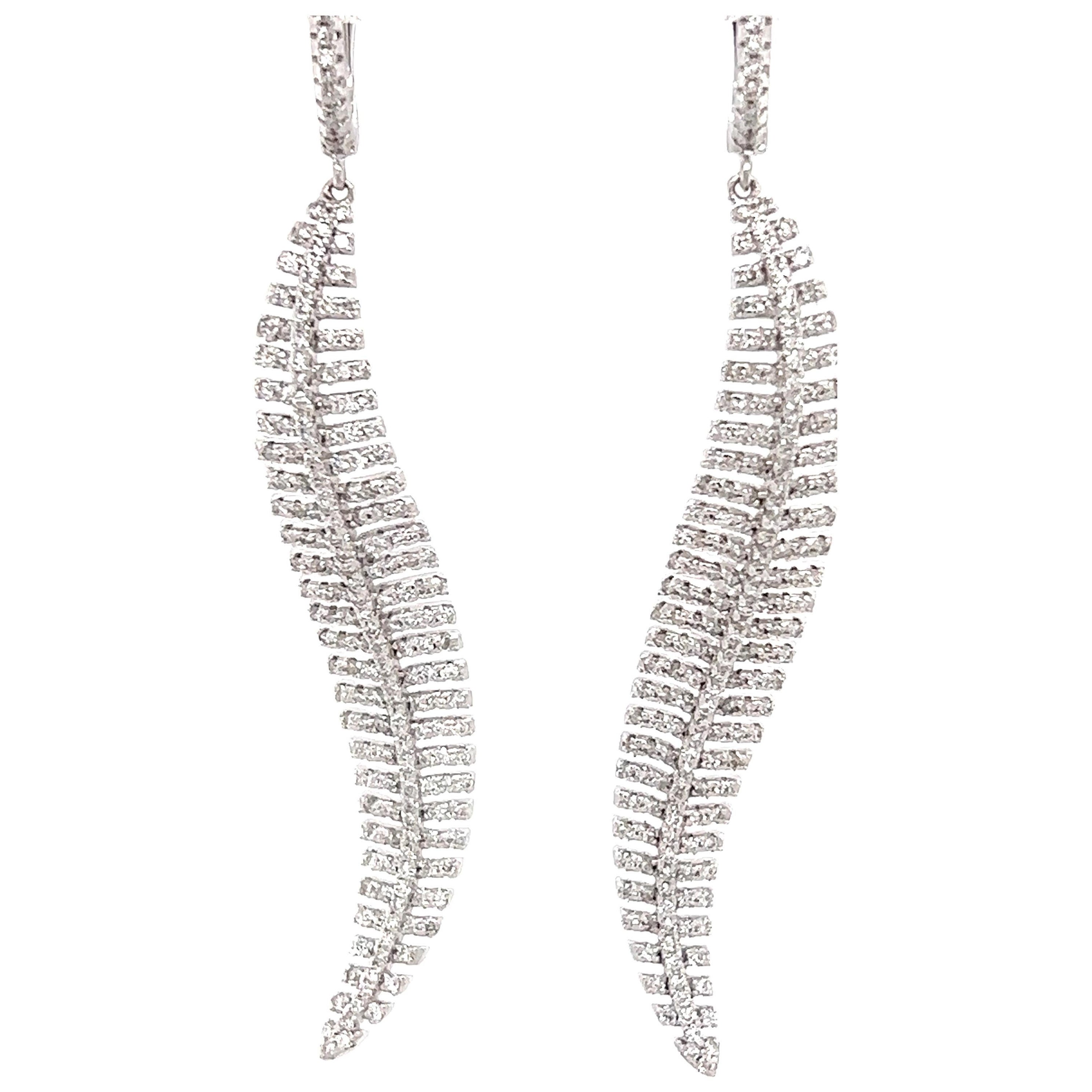 2.33 Carat Natural Diamond White Gold Cocktail Earrings For Sale